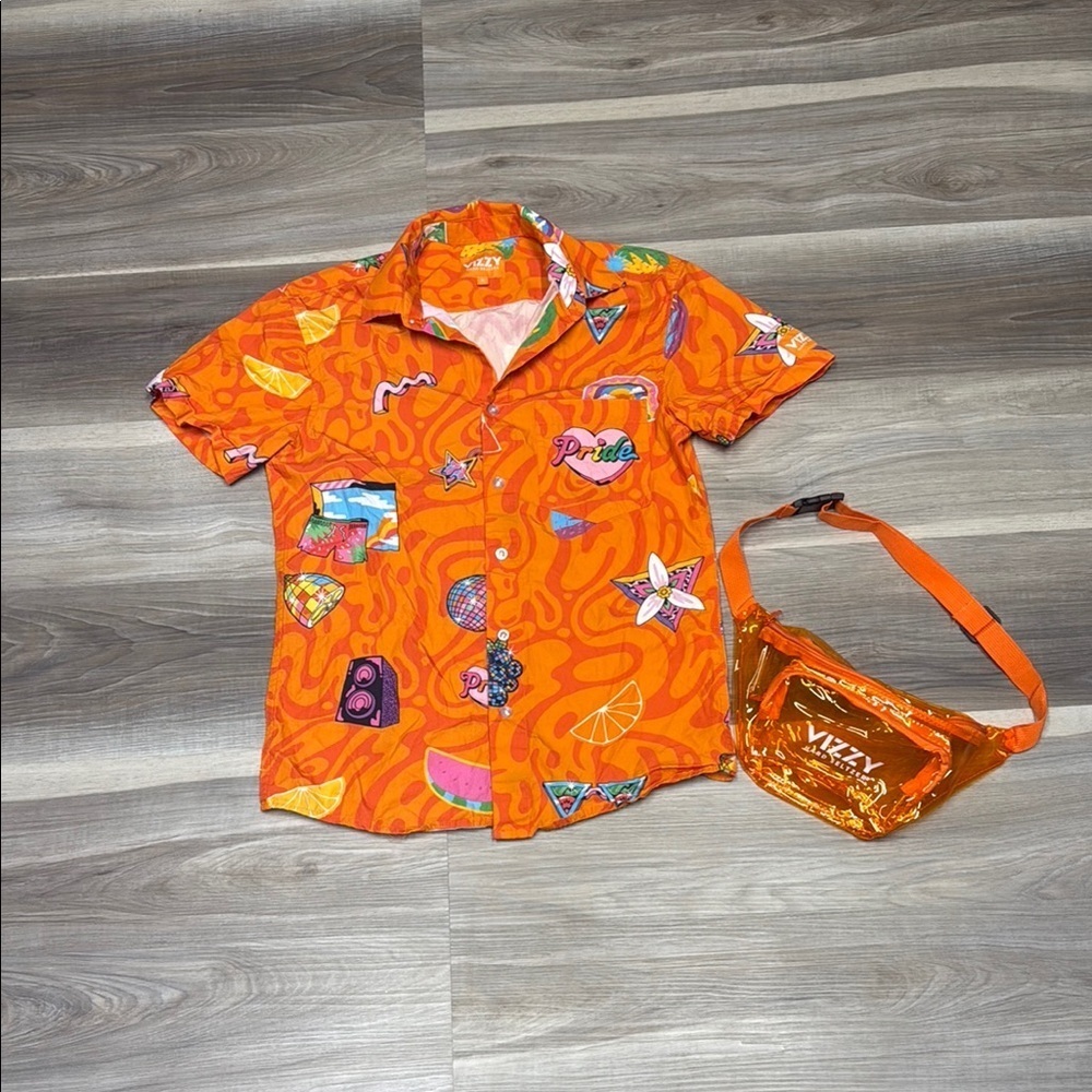 Vizzy Vibrant Orange Graphic Shirt and Fanny pack set